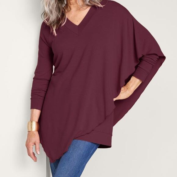 Soft Surroundings Sweaters - Soft Surroundings Madeline Tunic Sweater Layered Purple Windsor Wine Size 1X